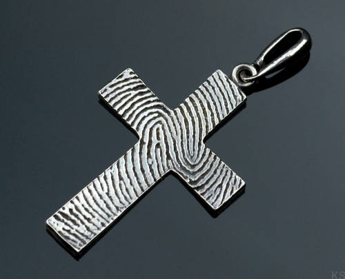 Krzyżyk z odciskiem palca Srebro 925