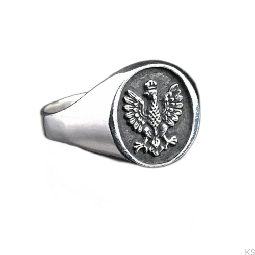 Srebrny pierścień z orłem pr. 925 wz. S - 06