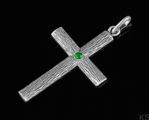 Srebrny Krzyżyk z cyrkonią KR-01-zielony
