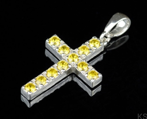 Krzyżyk z 11-ma cyrkoniami 3mm - gold