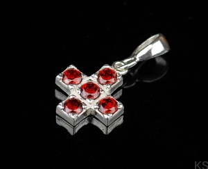 Srebrny krzyżyk z cyrkoniami 3mm - granat