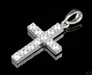 Krzyżyk z 11-ma cyrkoniami 3mm - crystal