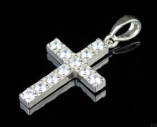 Krzyżyk z 11-ma cyrkoniami 3mm - crystal