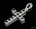 Krzyżyk z 11-ma cyrkoniami 3mm - czarny