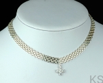 Naszyjnik choker z krzyżykiem wysadzanym cyrkoniami - crystal