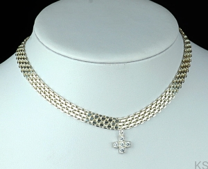 Naszyjnik choker z krzyżykiem wysadzanym cyrkoniami - crystal