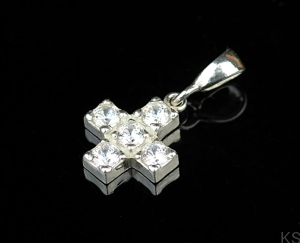 Srebrny krzyżyk z cyrkoniami 3mm - crystal